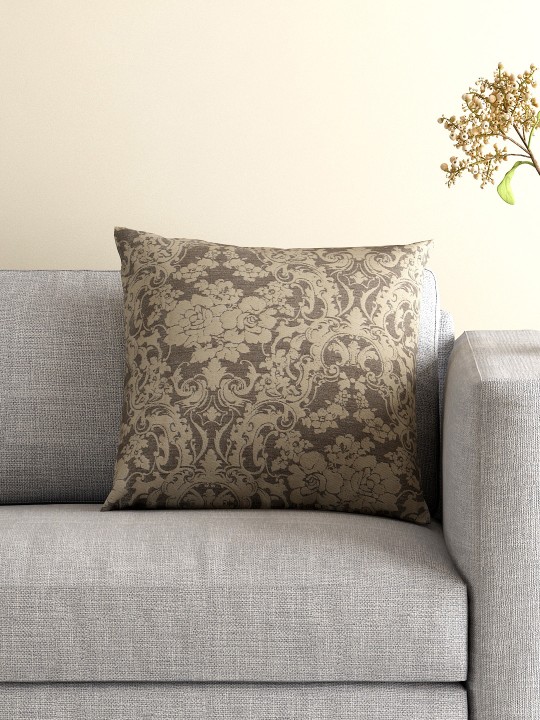 Brown Single Patterned 18'' x 18'' Silk Square Cushion Cover