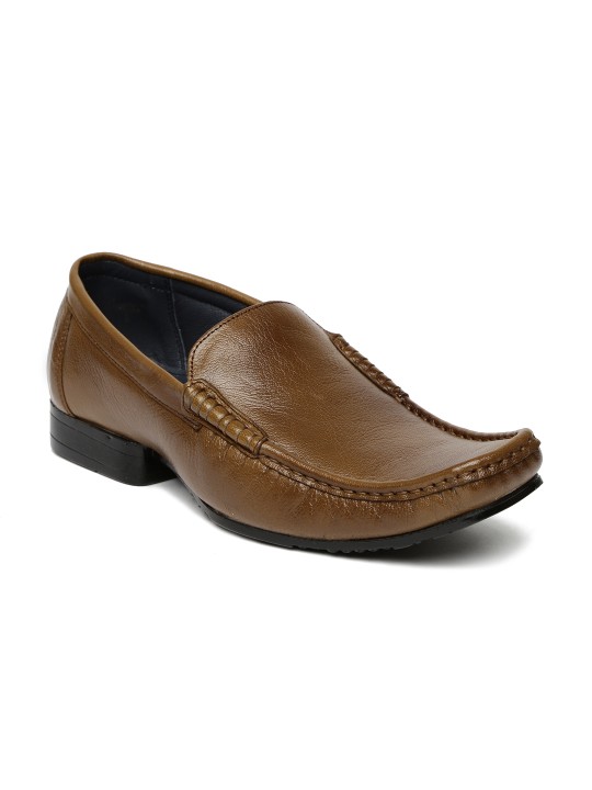 Men Tan Brown Leather Semiformal Slip-Ons
