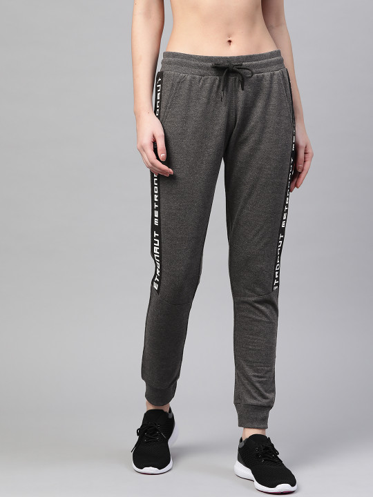 M7 by Metronaut Women Charcoal Grey Solid Slim Fit Joggers