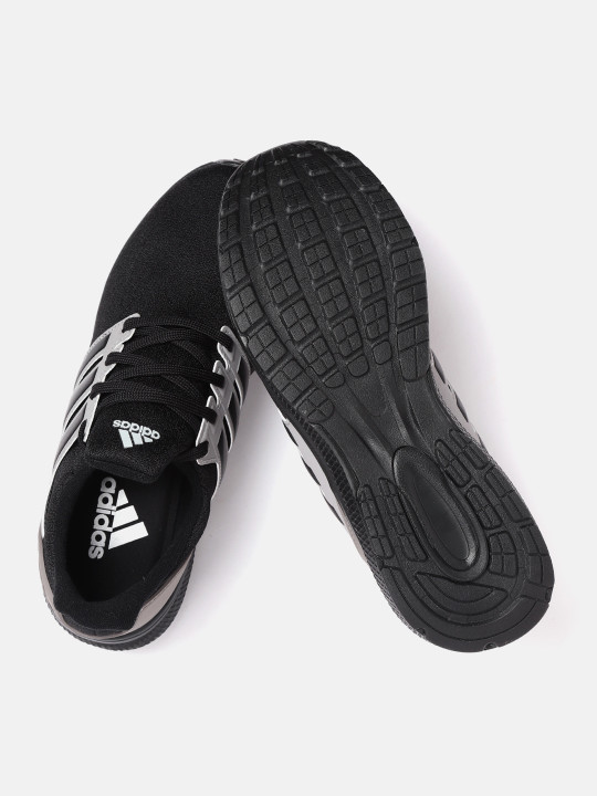 Men Black & Grey Adi-Pace Knitted Running Shoes with Colourblocking