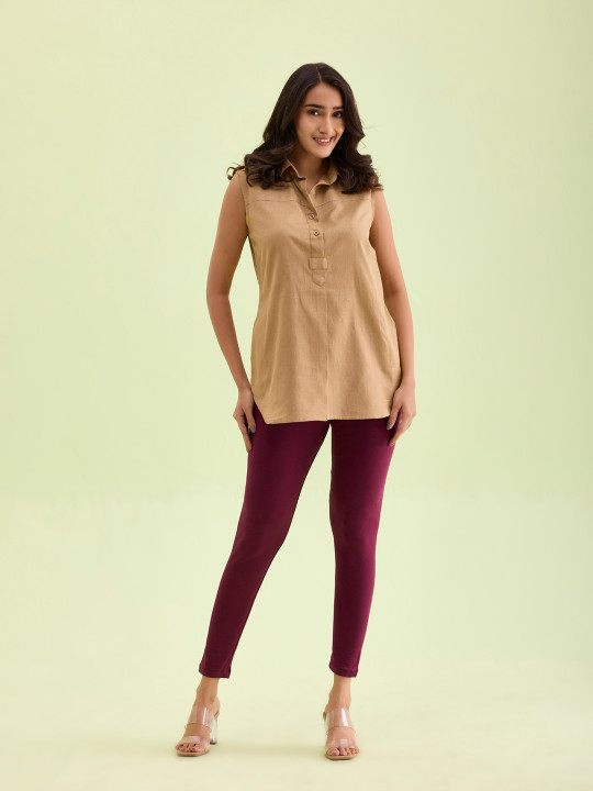 Go Colors Women Violet Solid Slim-Fit Ankle-Length Leggings