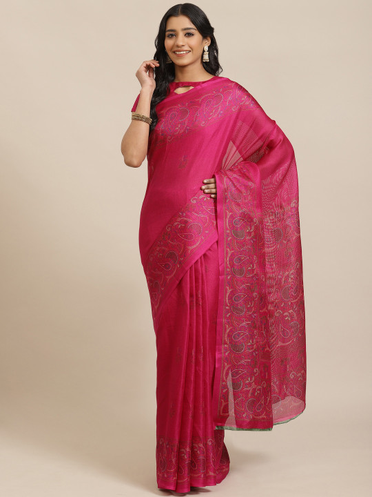 Magenta Printed Saree