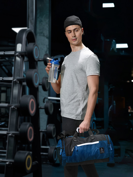 Unisex Blue & Black Colourblocked Cross Training Duffel Bag