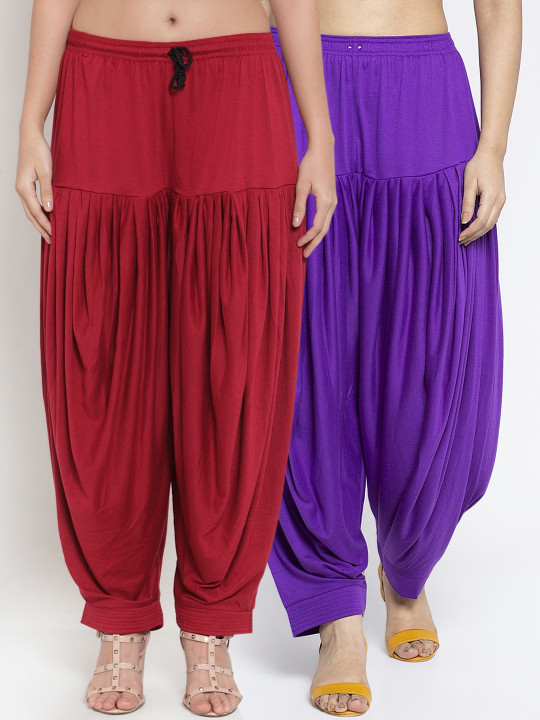 Women Pack Of 2 Solid Loose-Fit Patialas