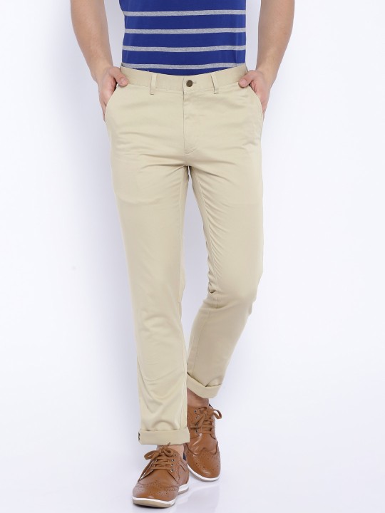Beige Slim Fit Chino Trousers 30