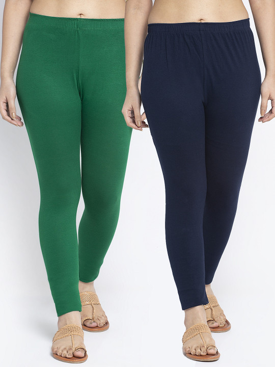 Women Pack of 2 Solid Ankle Length Leggings
