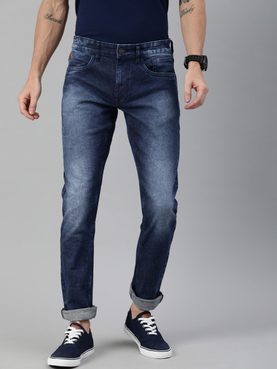 WROGN Men Blue Slim Fit Mid-Rise Clean Look Stretchable Jeans