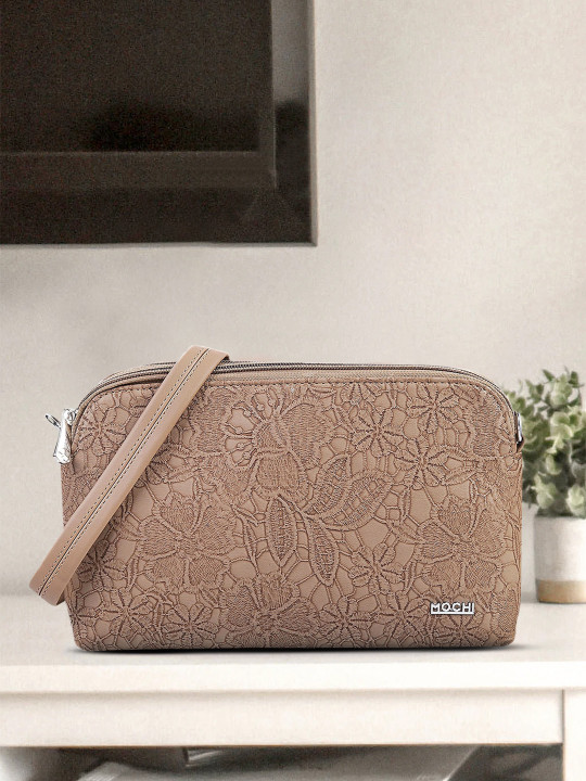 Mochi Brown Textured Sling Bag