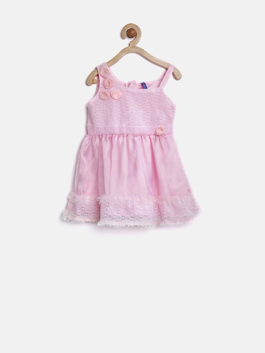 Girls Pink Lace Fit & Flare Dress 6-12M