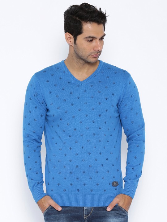 Blue Printed Sweater S