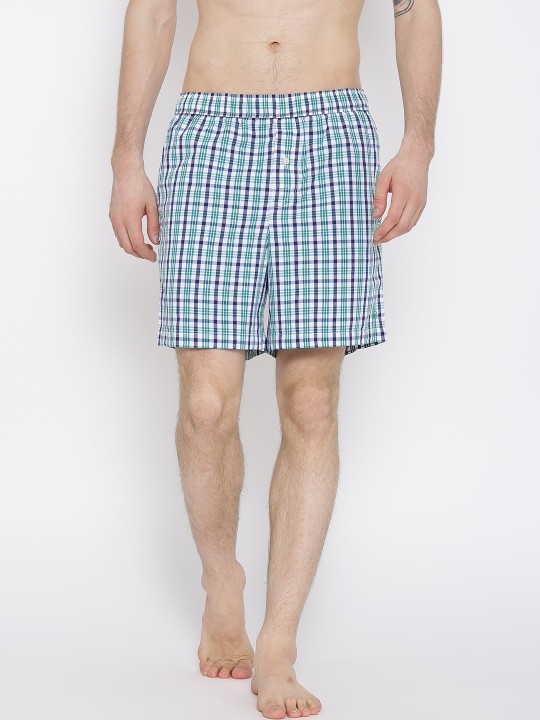 White & Navy Blue Checked Boxers 343DI-907 S