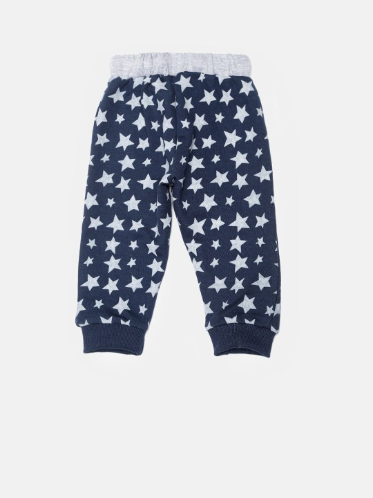 Boys Navy Star Print Track Pants 6-12M