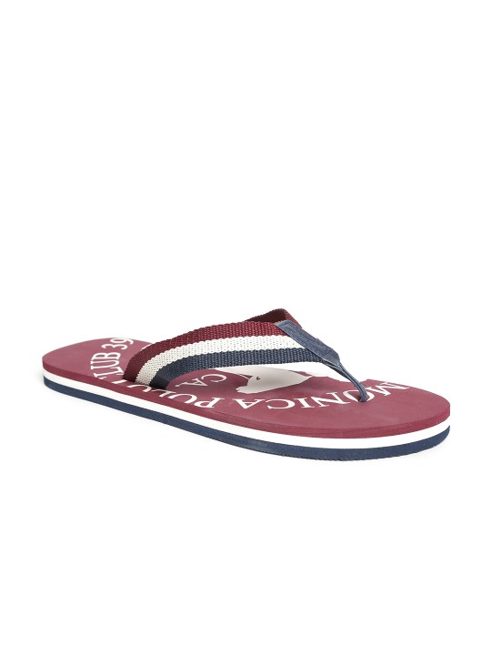 Men Maroon Booster Flip-Flops 7