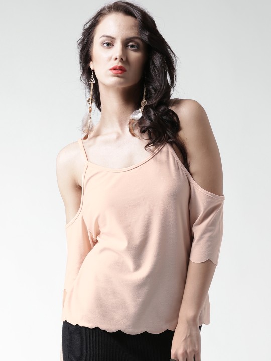 Peach-Coloured Cold Shoulder Top XS