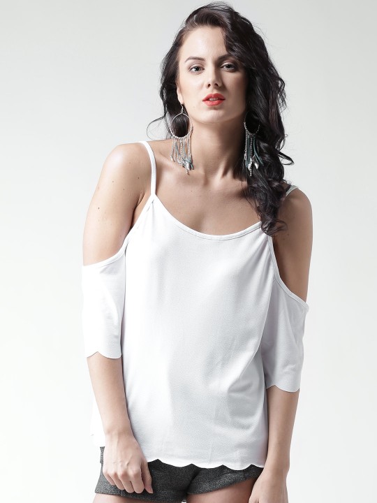 White Cold Shoulder Top XS