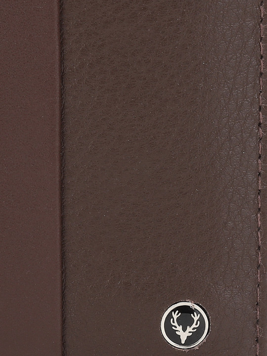 men coffee brown solid two fold leather wallet