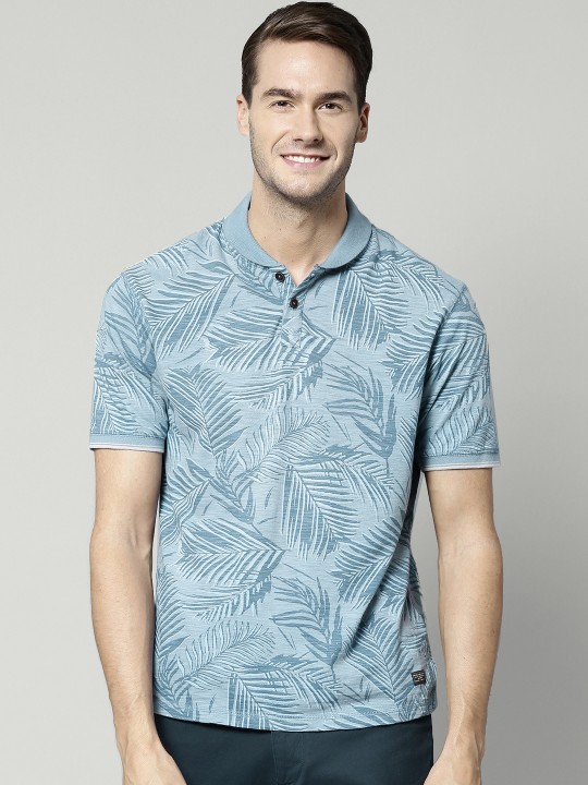 by Marks & Spencer Blue Tropical Print Tailored T-shirt S