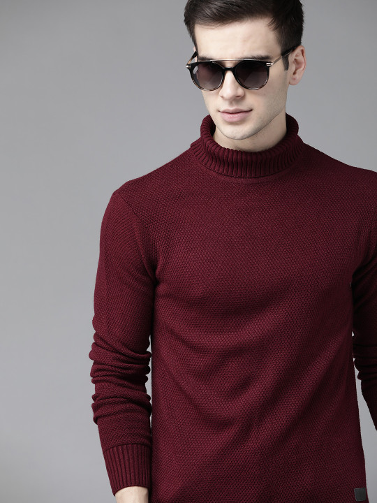 Roadster Men Maroon Pullover
