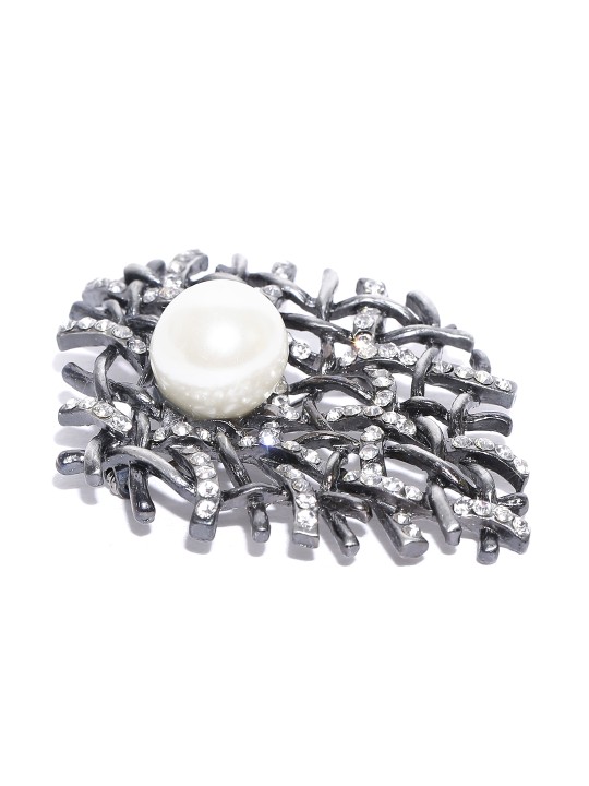 Gunmetal-Toned Brooch