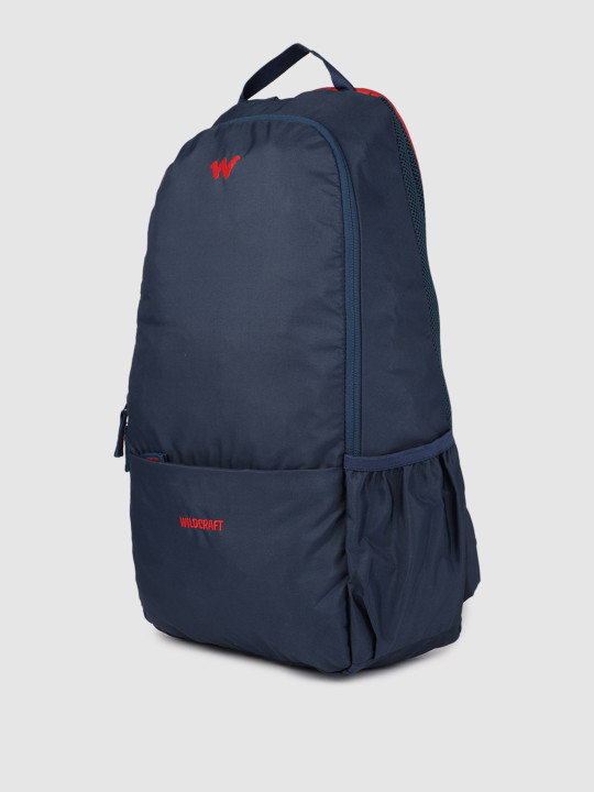 unisex navy blue & red solid backpack