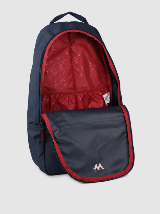 unisex navy blue & red solid backpack