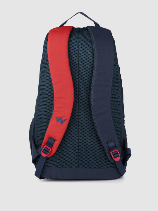 unisex navy blue & red solid backpack