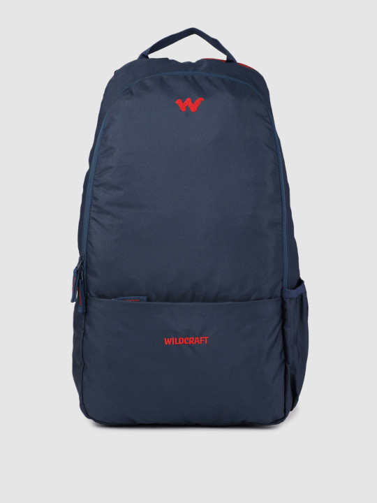 unisex navy blue & red solid backpack