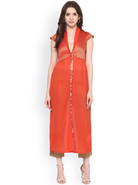 Orange Woven Design Shrug S