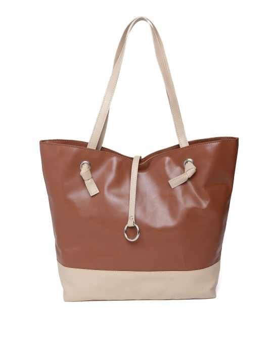 Beige & Brown Shoulder Bag