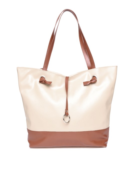 Beige & Brown Shoulder Bag