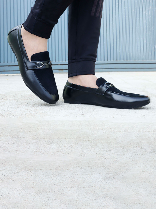 aadi Men Black PU Leather Loafers