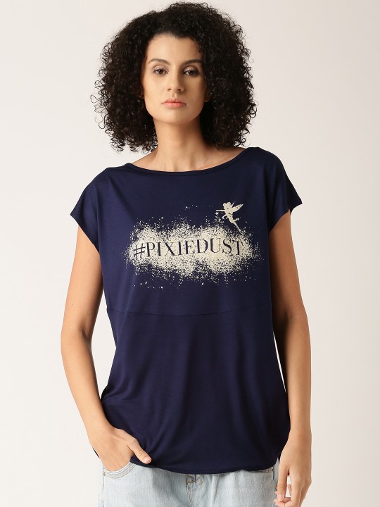 Disney Women Navy Printed Top S