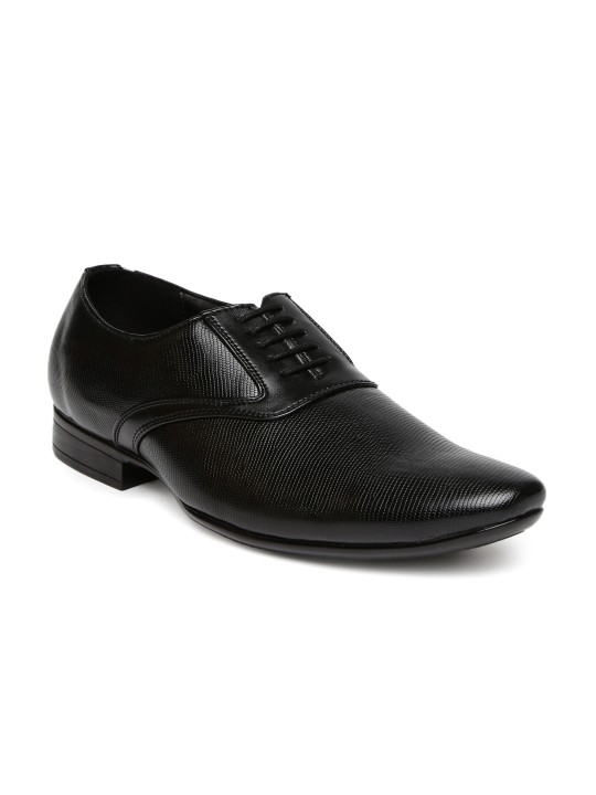 Men Black Textured Oxford Shoes 6