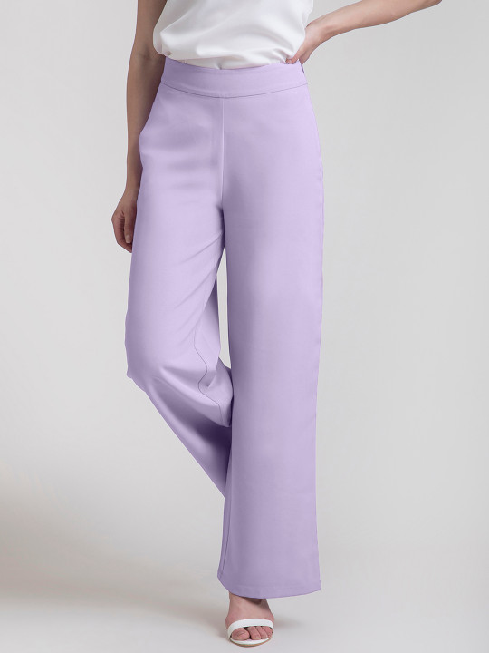 FABLE STREET Women Purple Flared High-Rise Parallel Trousers