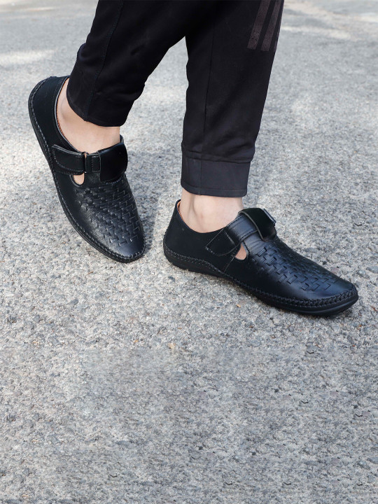 aadi Men Black Shoe-Style Sandals