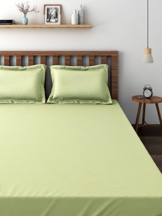 Lemon Yellow Cotton 400 TC Superfine Double Bedsheet with 2 Pillow Covers