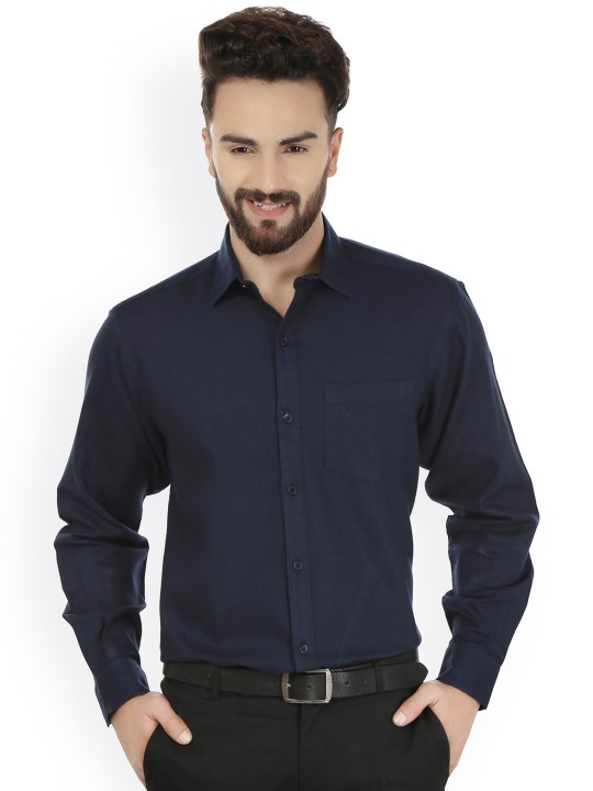 Men Navy Comfort Fit Solid Formal Shirt 36