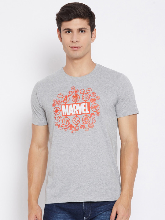 Marvel by Wear Your Mind Men Grey Printed T-shirt