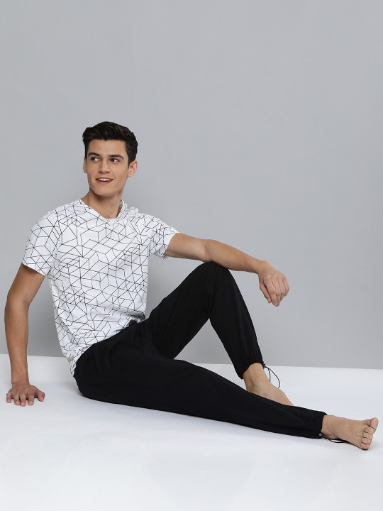 Mast & Harbour Men Black Solid Pure Cotton Straight Fit Joggers
