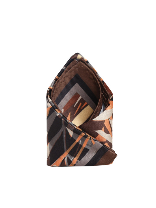 Tossido Men Brown & Orange Printed Pocket Square