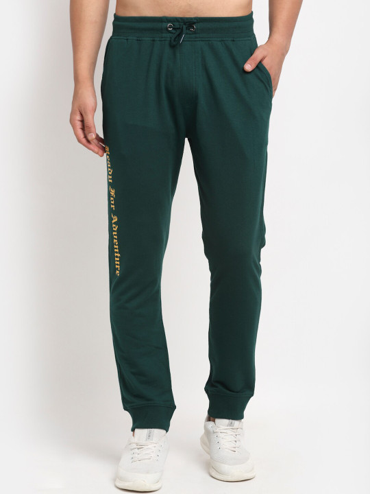 Club York Men Green Typography Straight-Fit Joggers