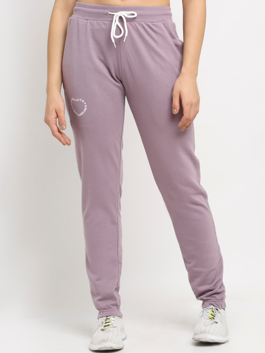 Club York Women Lavender Solid Straight-Fit Joggers