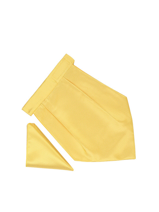 Tossido Men Yellow Self-Design Cravat Pocket Square Set