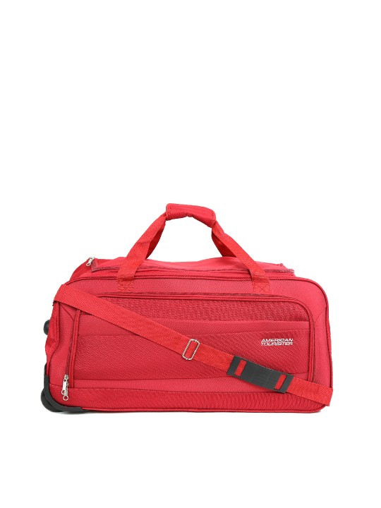 Unisex Red Textured Amt Pep Medium Trolley Duffel Bag