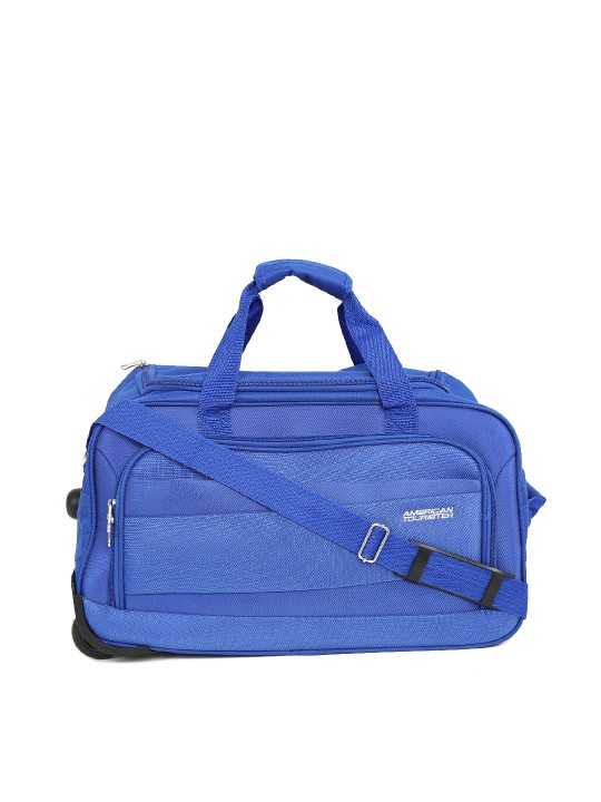 Unisex Blue Textured Amt Pep Medium Trolley Duffel Bag