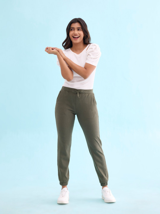Go Colors Women Green Track Pants