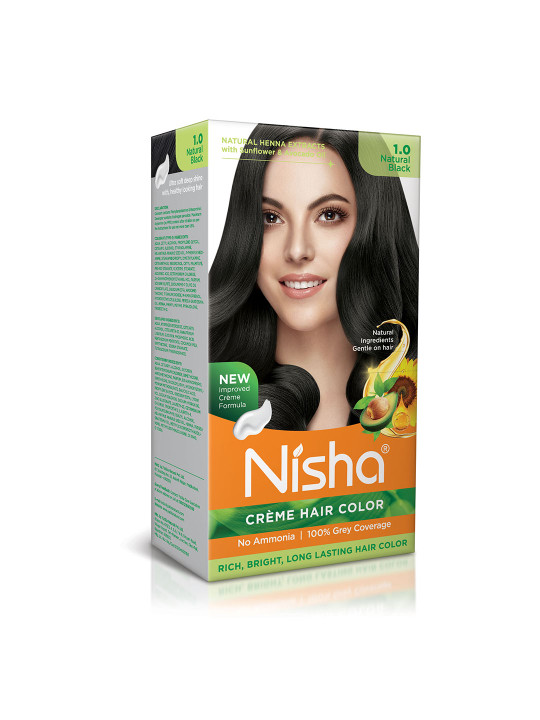 Nisha Unisex Black Creme Hair Color 120gm each- Natural Black