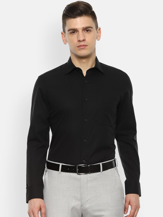 Louis Philippe Permapress Men Black Opaque Formal Shirt