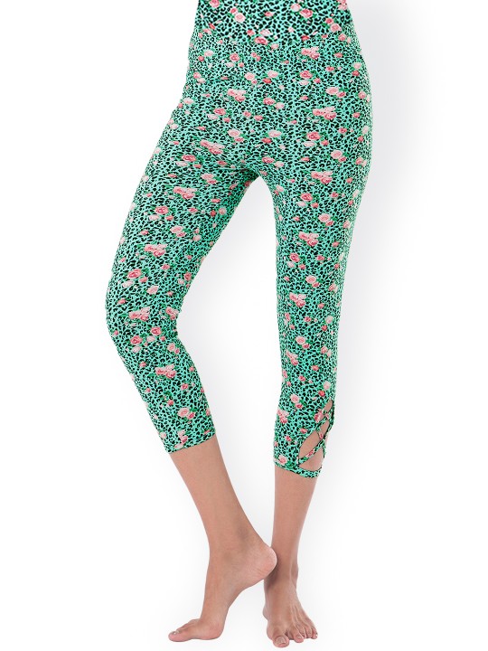 Green Printed Tights XS