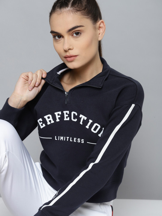 Alcis Women Navy Blue Printed Sweatshirt